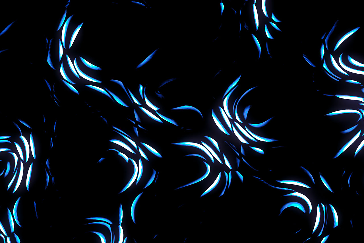 Floating Pattern Digital Visual Animation in black and blue colours