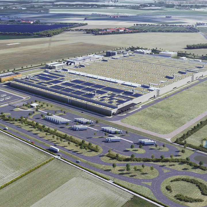 Visualisierte Luftaufnahme des BMW Group Werks Irlbach-Strasskirchen.