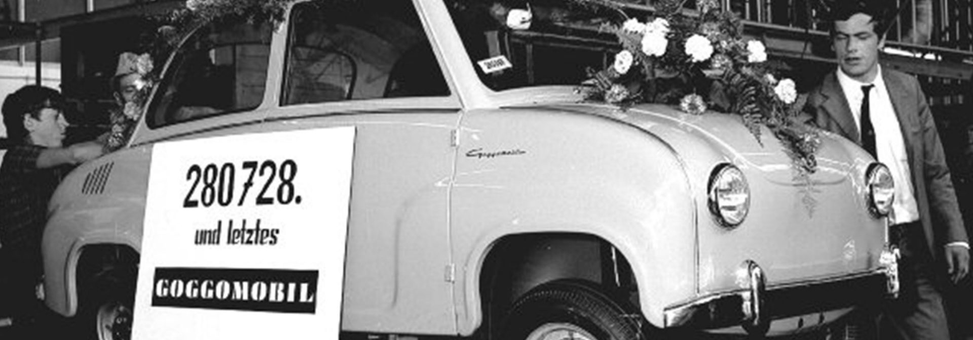 Historische Aufnahme des letzten produzierten Goggomobils der BMW Group.