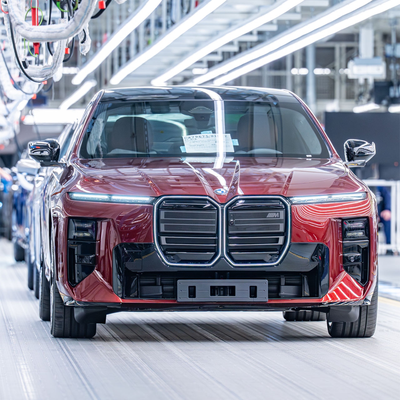 New BMW 7 series in red rolls off the production line at the BMW Group