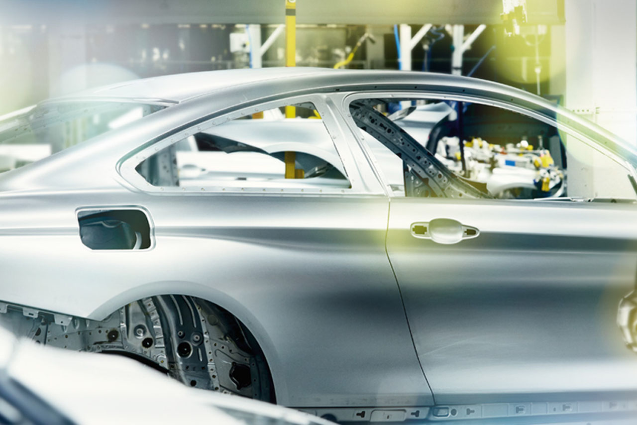 BMW car body on the production line.
