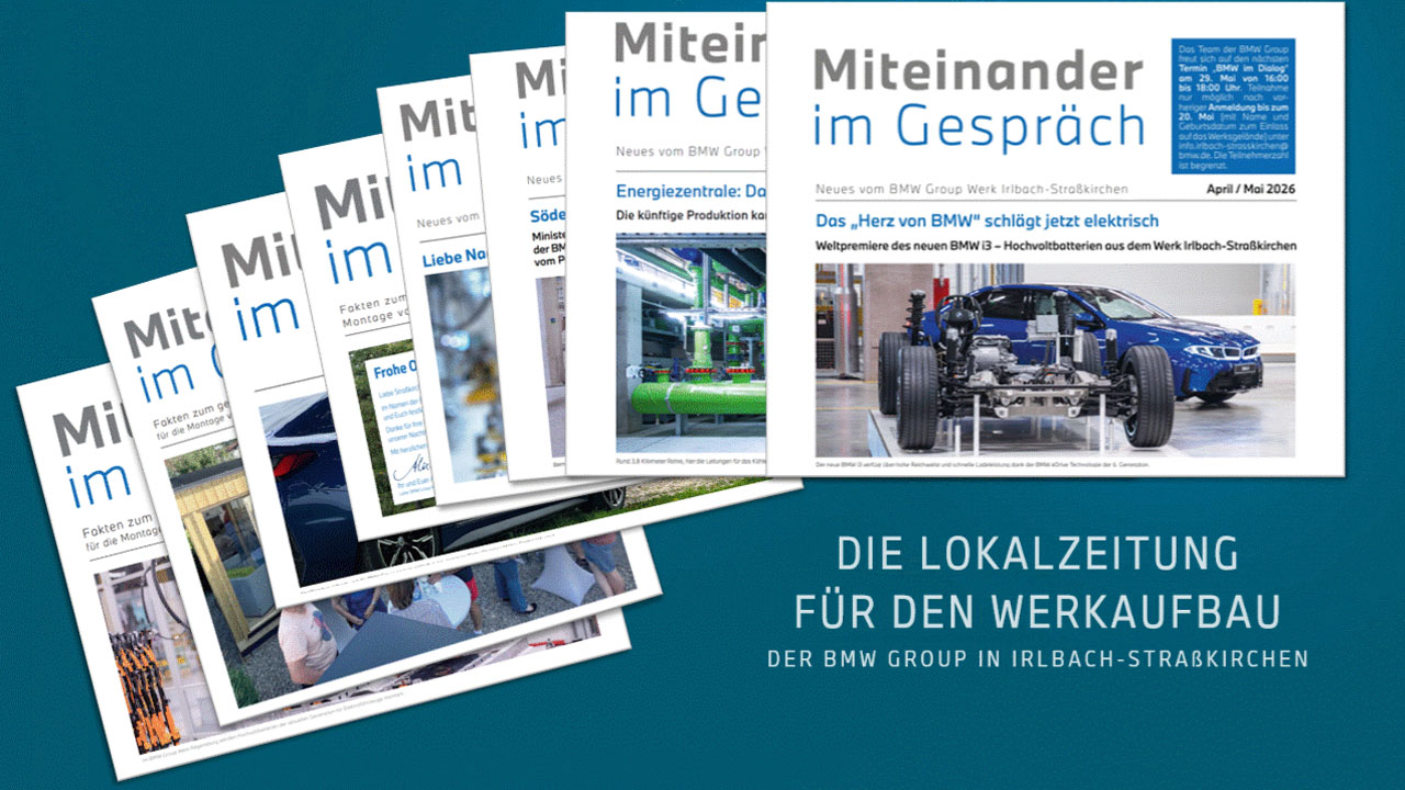 Das Cover der Zeitschrift zeigt den Titel "Miteinander im Gespräch" in auffälliger Schrift.