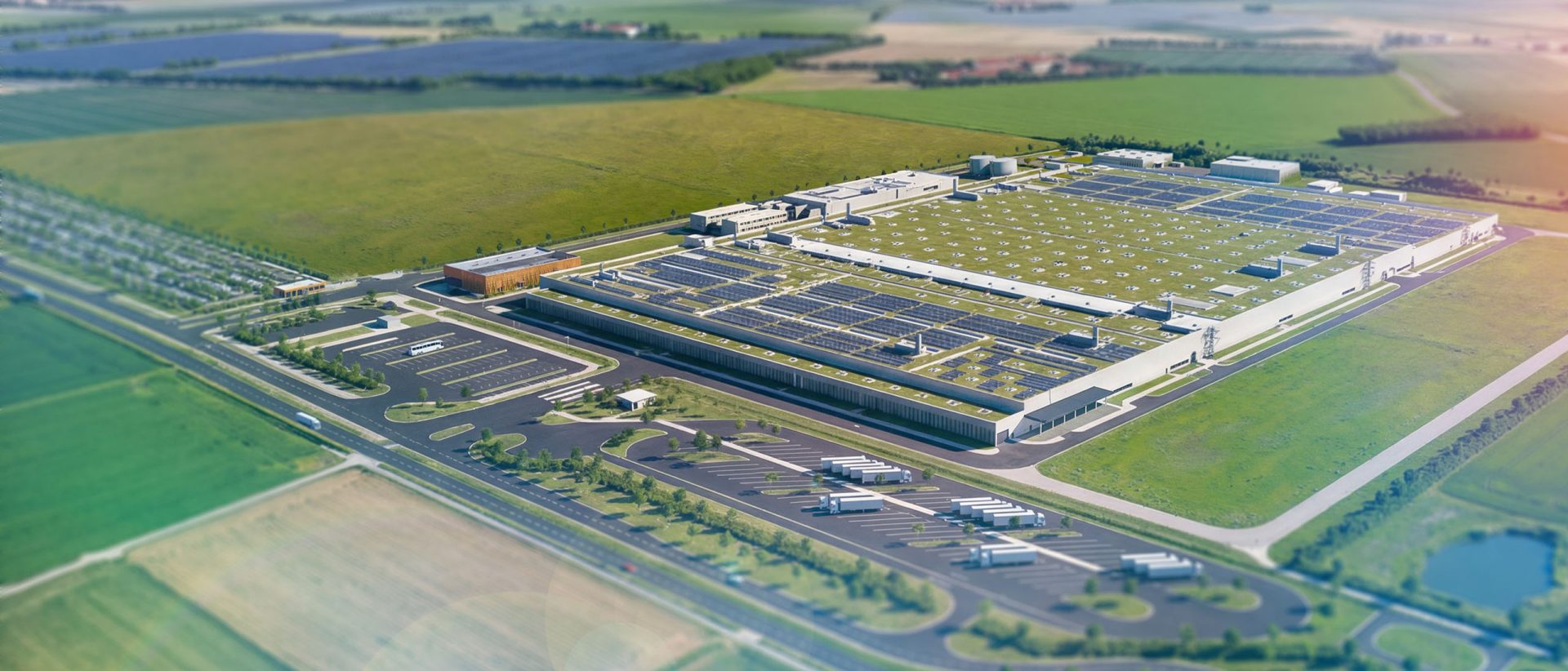 Visualisierung des Bauprojektes BMW Group Werk Irlbach-Straßkirchen aus der Vogelperspektive