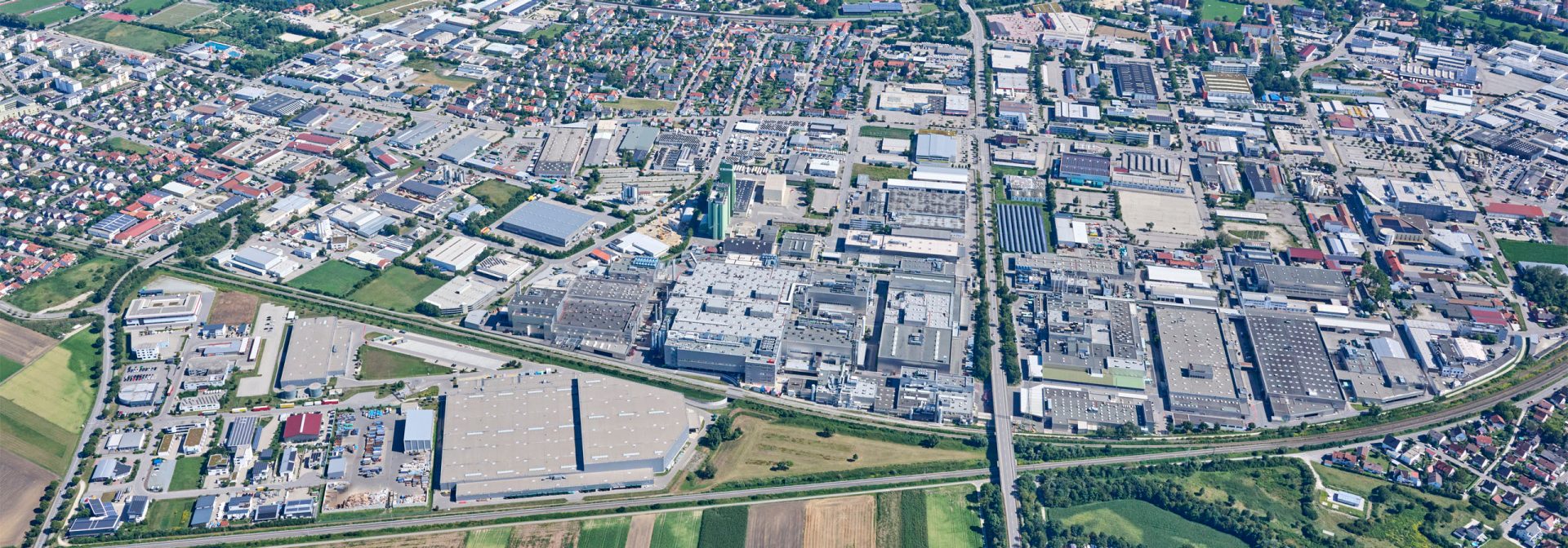 Aerial view of the BMW plant in Landshut