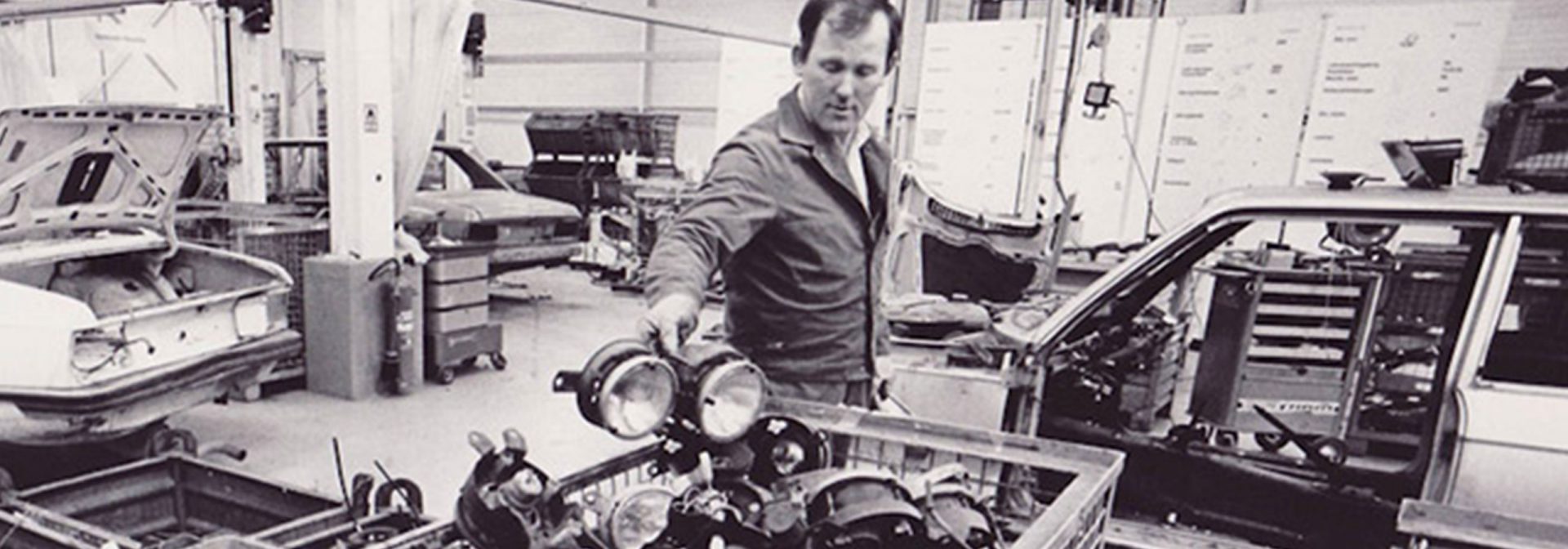 Plant worker sorting parts