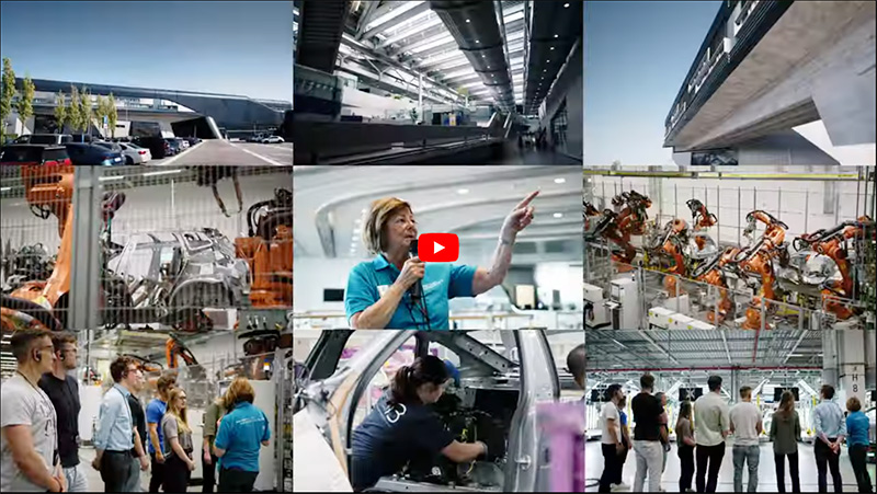 Collage mit verschiedenen Bildern aus dem BMW Group Werk Leipzig.