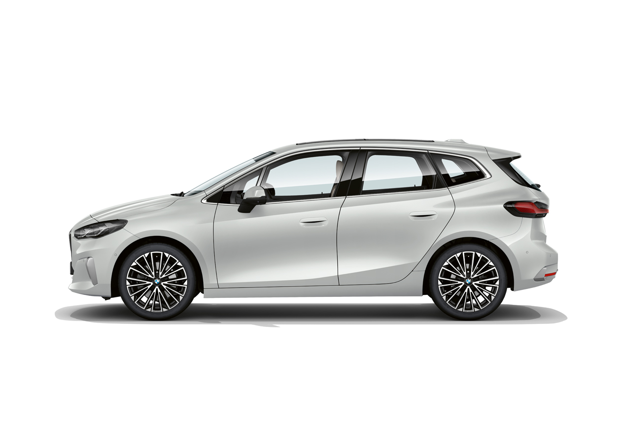  White BMW 2 Series Active Tourer against a white background.