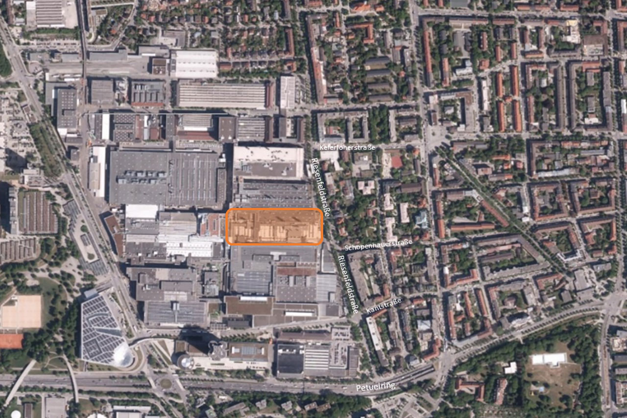 Luftbild mit Markierung der betroffenen Gebäude