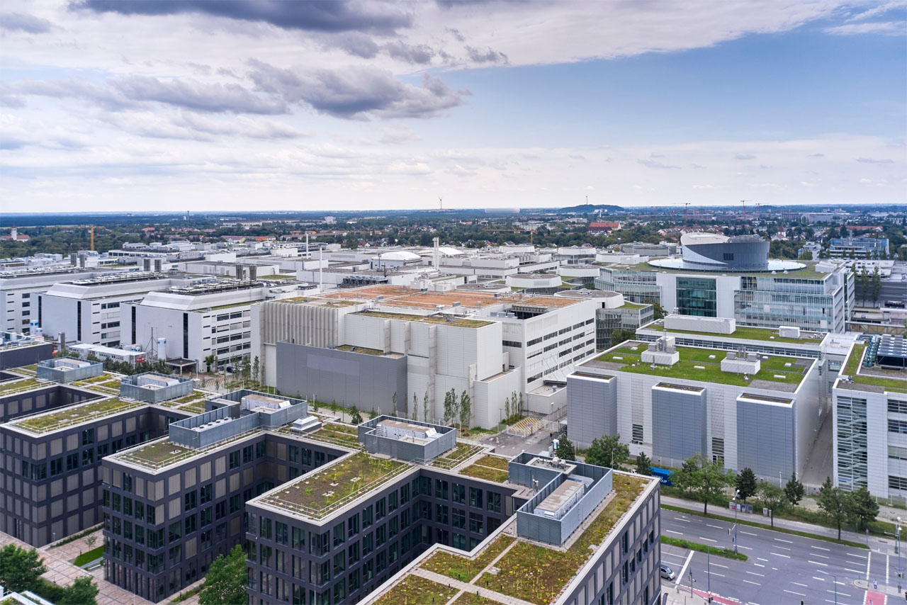  Die Luftaufnahmeansicht des Pilotwerks in München.