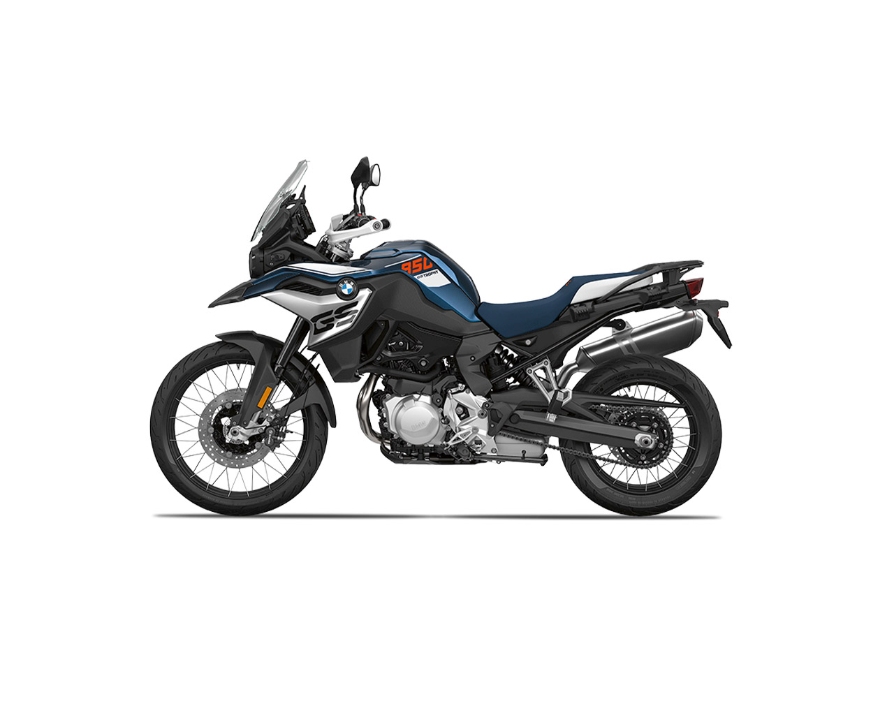 Silver and blue BMW F 850 GS