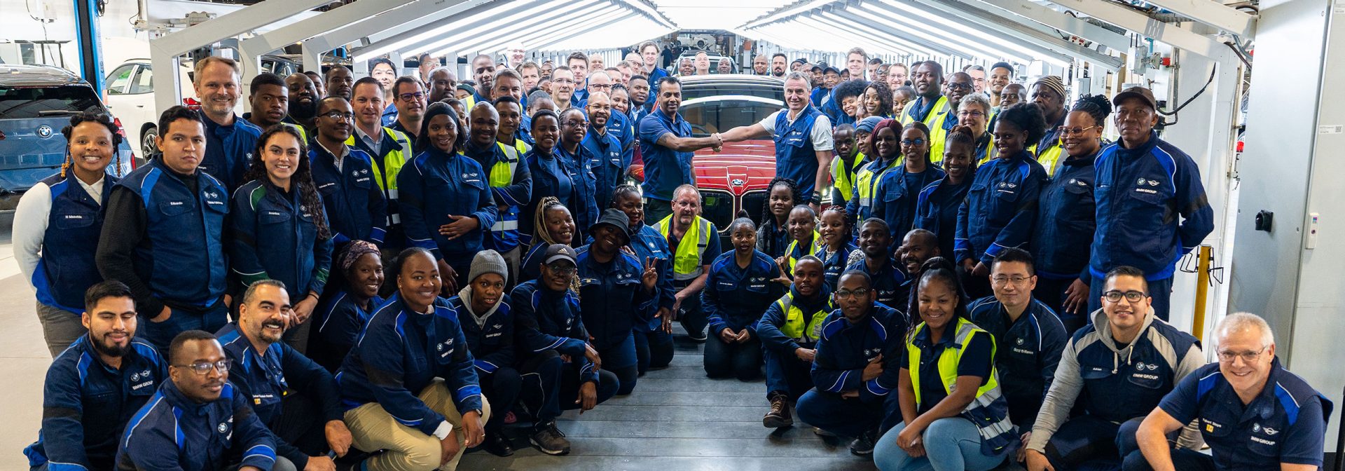  BMW plant Rosslyn employees celebrating the beginning of the new BMW X3 production