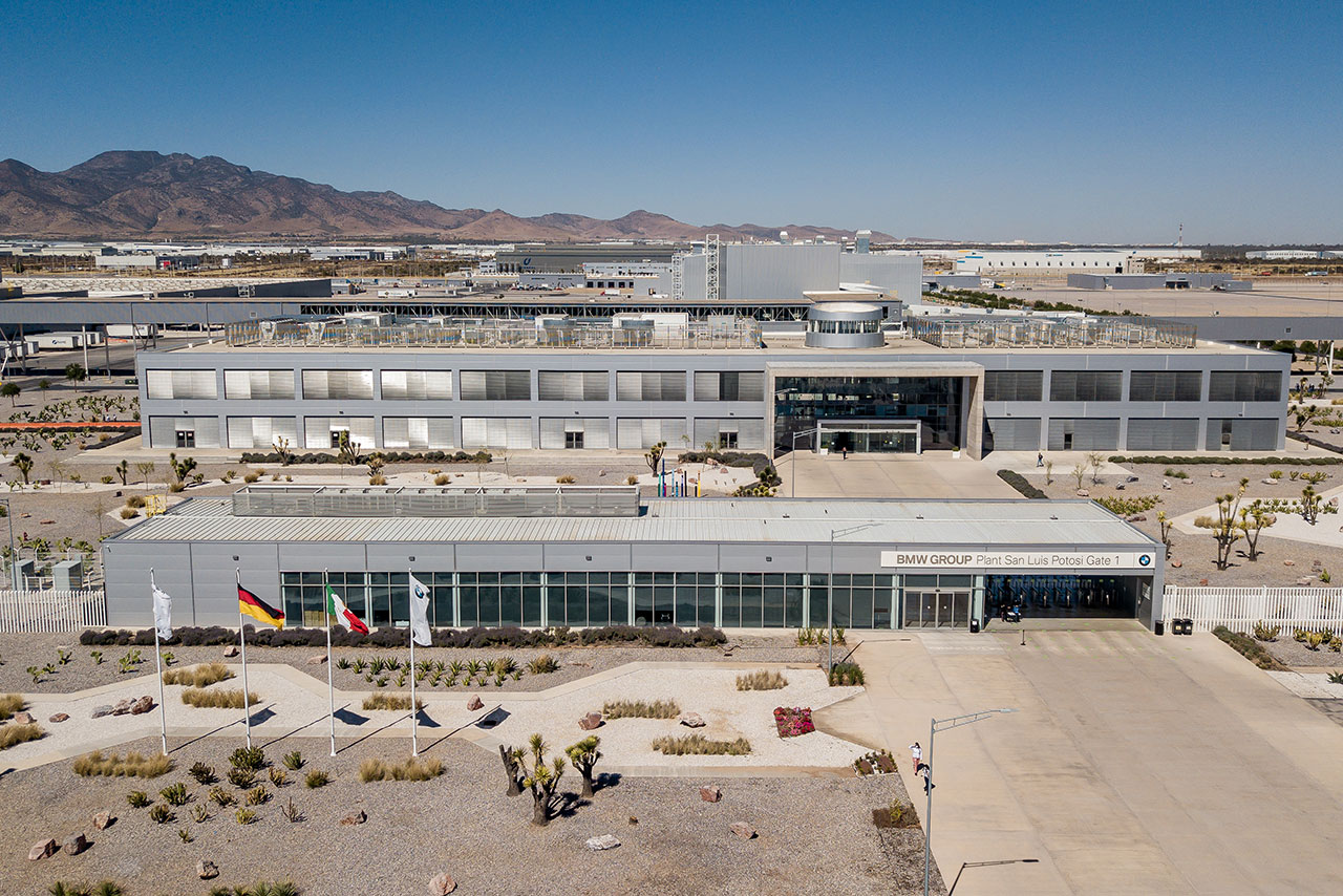 Aerial view of the modern BMW Group plant in San Luis Potosi.