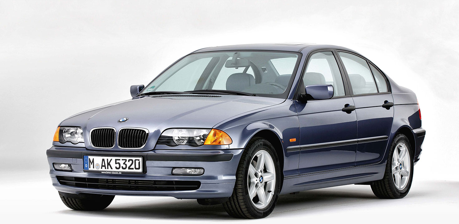 Fourth generation of the BMW 3 series in a dark grey color