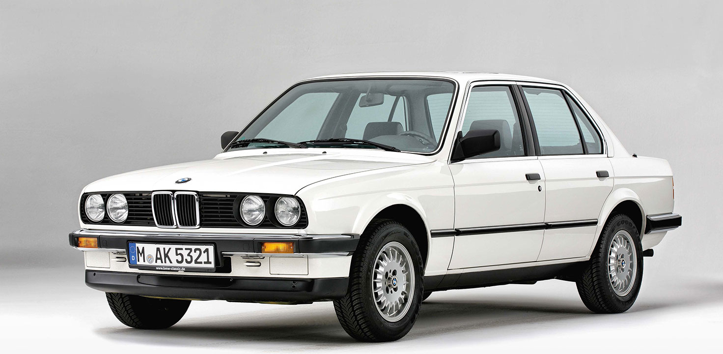 Second generation of the 2nd generation BMW 3 series in white