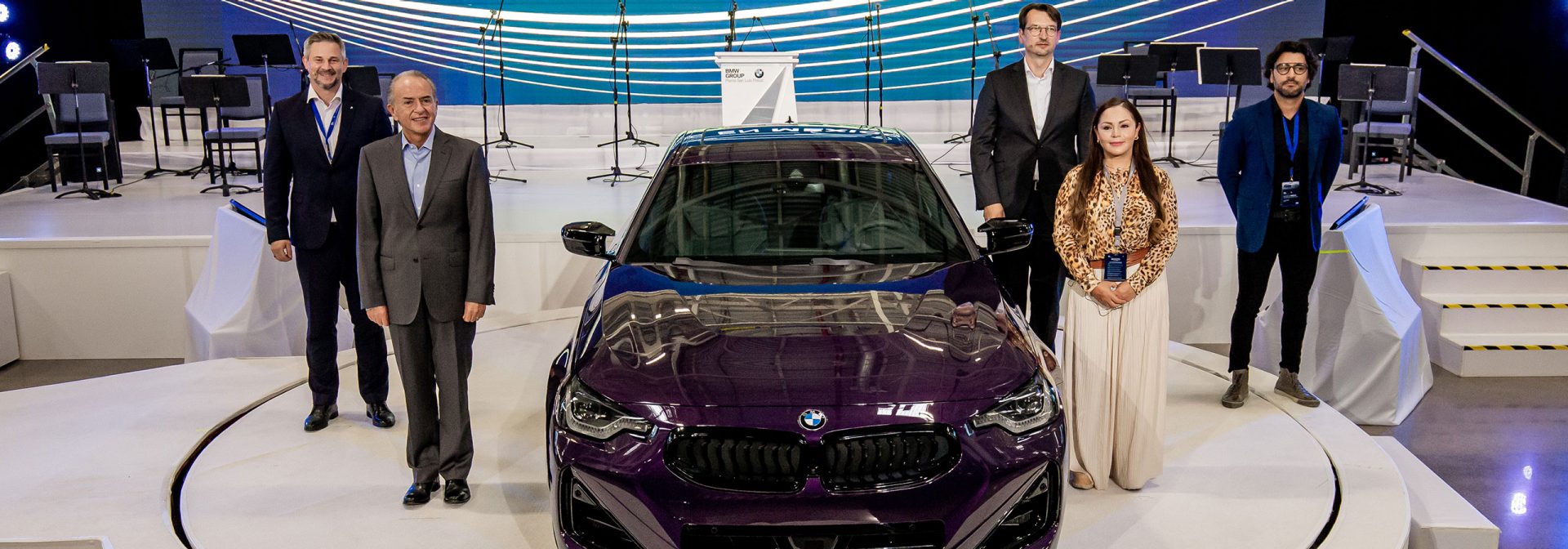 purple BMW 2 series being presented