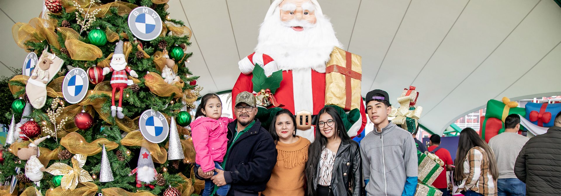 Families posing infront of santa claus