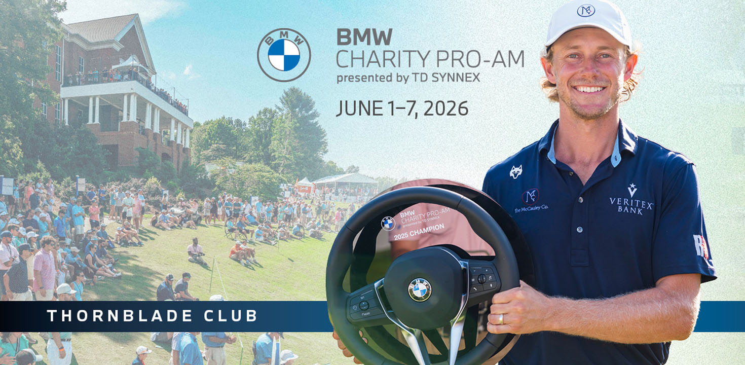 Collage of the charity golf event.