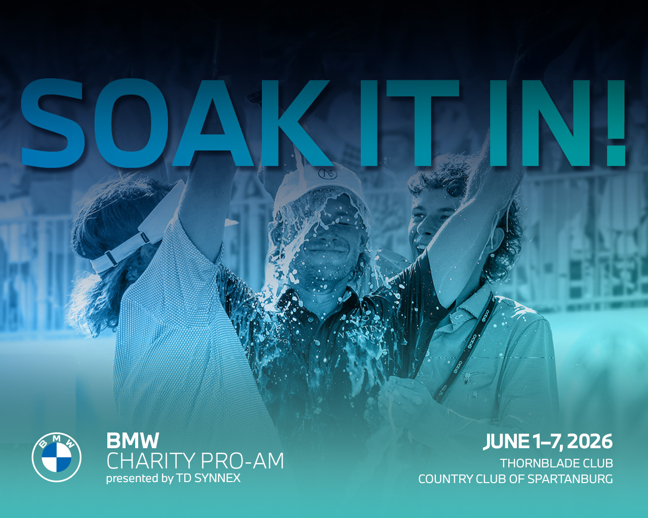 Collage of the charity golf event.