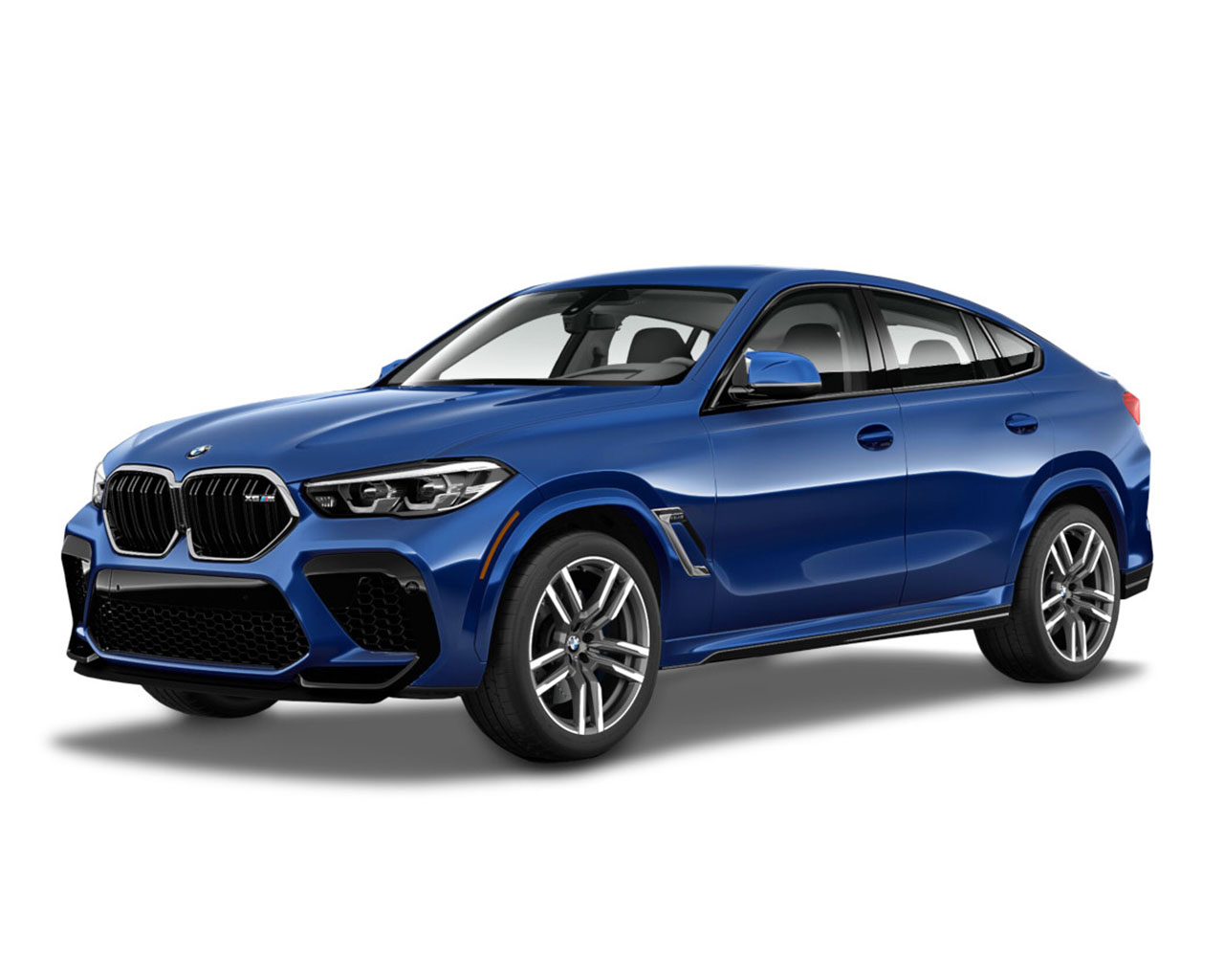 BMW X6 M Marina Bay Blue Metallic on white background. 