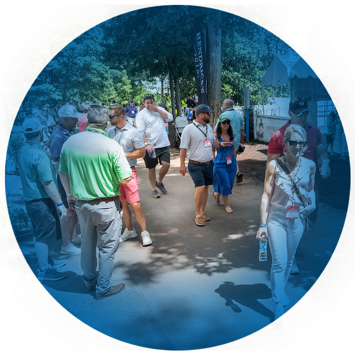 People walking on golf course