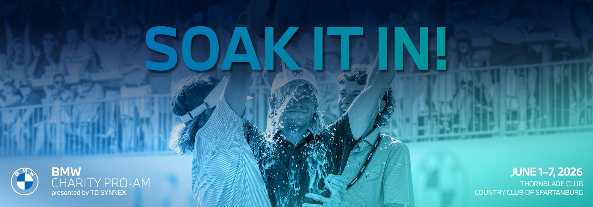 Collage of the charity golf event.