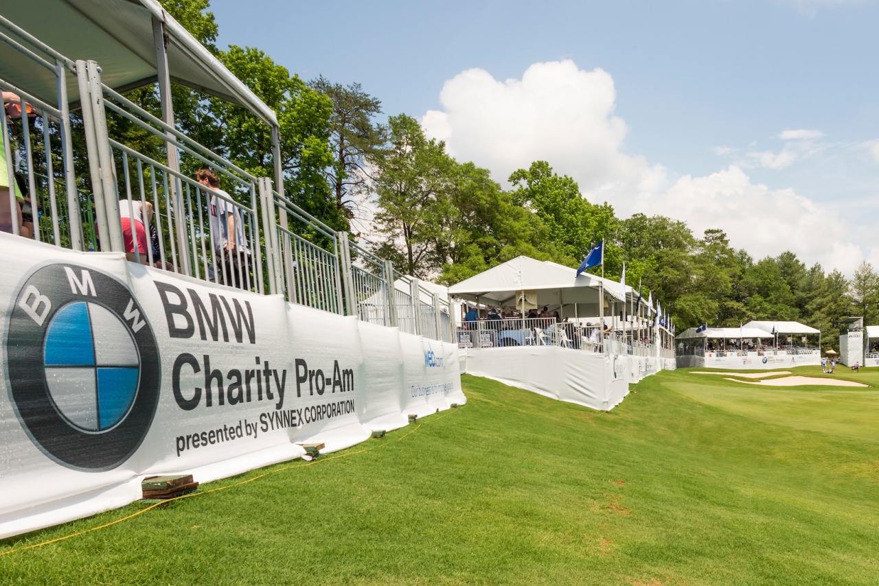 BMW Charity Pro-Am sky boxes at Thornblade Clubs 18th hole. 