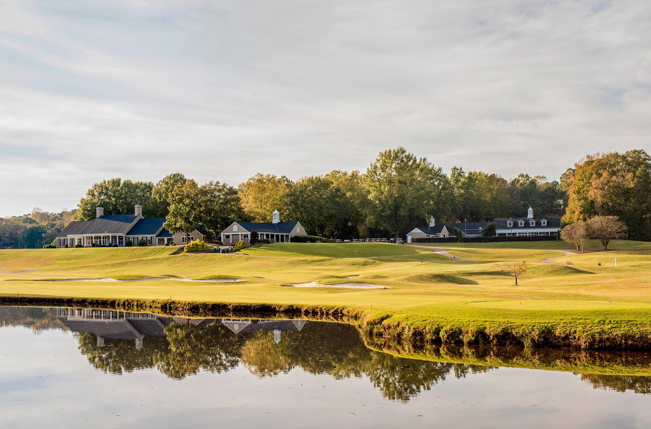 Carolina Country Club with view of the ninth hole and pond. 