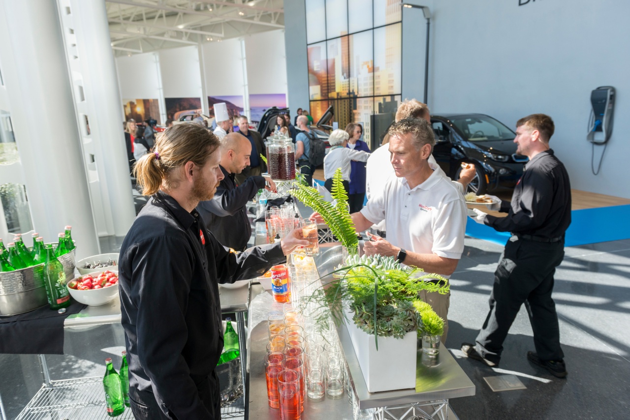 Guests enjoying catering at an event in the Zentrum Museum. 