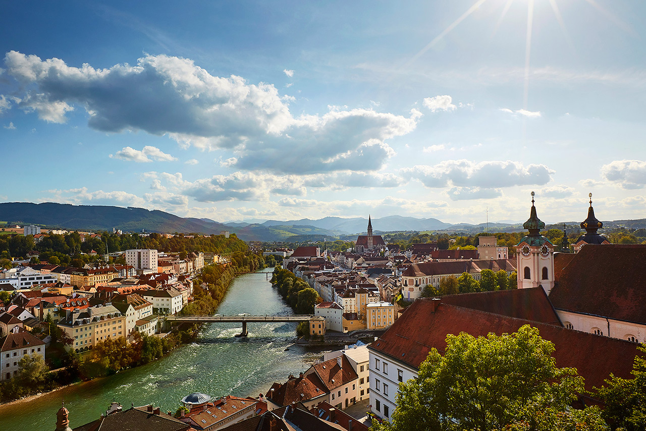 Steyrer Altstadt am Zusammenfluss Enns und Steyr