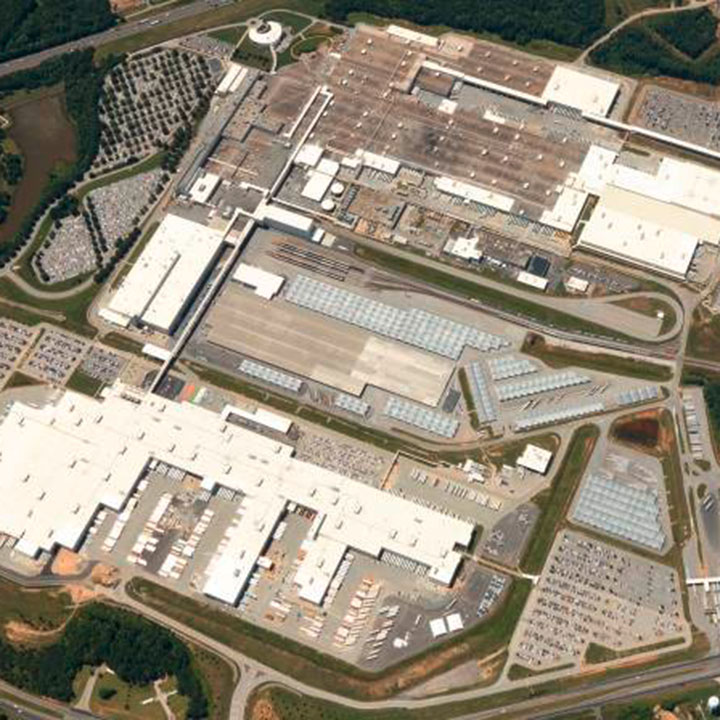 Overhead view of the plant site with interstate 85 to the left of the plant. 